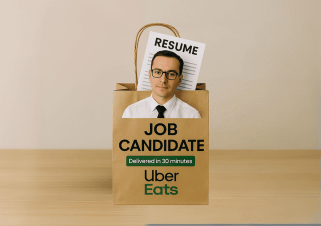 Job candidate delivered in 30 minutes (Uber-Eats style)